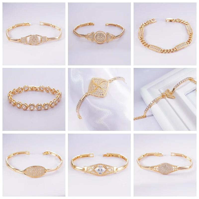

24 Different Styles Bangle Chain Link Bracelets for Women and Men Crystal Zircon Gold Filled Tennis Bracelet Fashion Jewelry