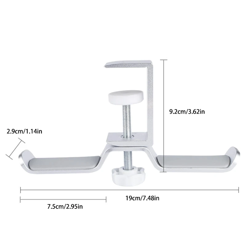 Aluminium Alloy Headphone Holder Headset Rotatable Double Earphone Stand Mount B95C