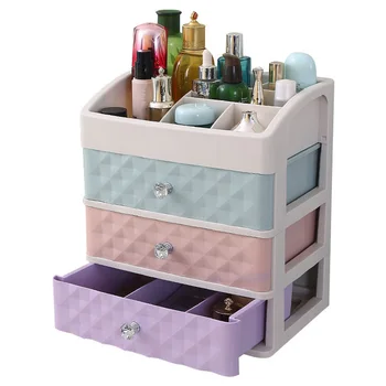 

1 Plastic Drawer Make-Up Box Make-Up Box Manicure Desk Top Storage Box Three Extraction Make-Up Box