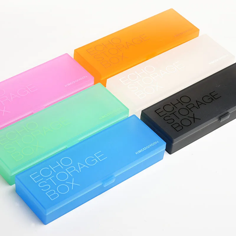 

1PC KACO ECHO Translucent Plastic Pencil Case Candy Color Multi-Function Stationery Storage Box Children Student Pencil Box