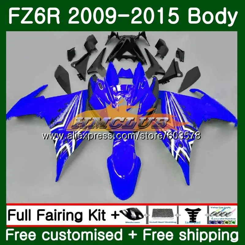 Корпус для YAMAHA FZ6N FZ6 R FZ-6R 2009 2010 2011 2012 2013 62CL. 16 FZ 6R FZ6R 09, 10, 11, 12, 13, 14, 15 лет, Глянцевая голубой обтекатель - Цвет: No. 1