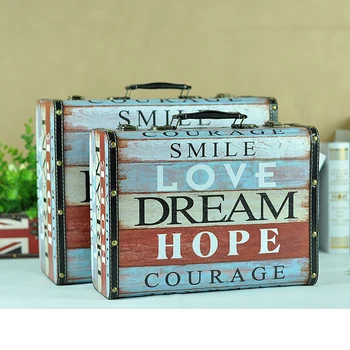 

Box Shooting Props Window Shop Antique Old Suitcase Decoration Decoration Portable Wooden Retro Wood People