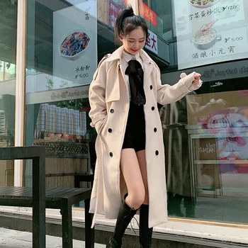 

2020 Autumn Winter Trench Coat Korean Woolen Coat For Women Chic Double Breasted Women's Windbreaker New Fashion Women Clothing