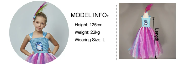 Owl Feather Tutu Dress Birthday Party Kids Halloween Costume Girls Animal Tulle Dress with Headwear Princess Pageant Ball Gown (5)