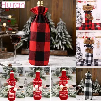 

HUIRAN Christmas Wine Bottle Set Merry Christmas Decorations for Home Xmas Table Decor Xmas Gifts Natal 2020 Happy New Year 2021