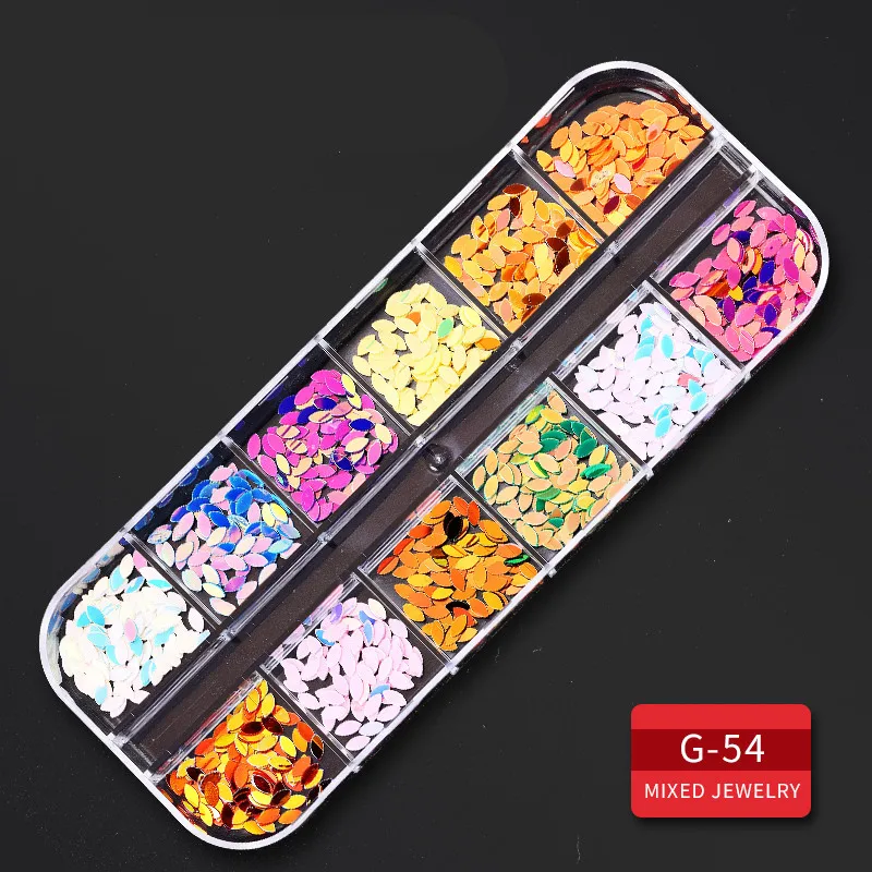 G54 1 коробка, новинка, разноцветные Стразы для ногтей, 3D, Кристальные, AB, прозрачные камни для ногтей, драгоценные камни, жемчуг, сделай сам, украшения для ногтей, золотые, серебряные, с заклепками, Rhin - Цвет: G54