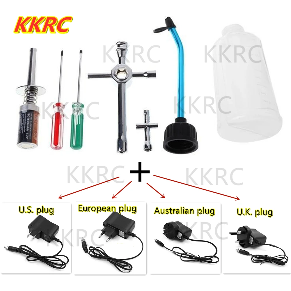 니트로 가스 RC 자동차 스타터 키트 글로우 플러그 Ignitor & 충전기 연료 병 육각 크로스 렌치 스크류 드라이버 도구