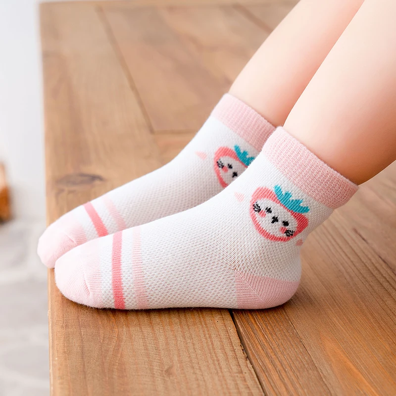 5Pairs/lot 1-5Y Kids Socks Summer Cotton Cartoon Animal Kids Socks Carrot Baby Girl Mesh Cute Newborn Boy Toddler Children Socks