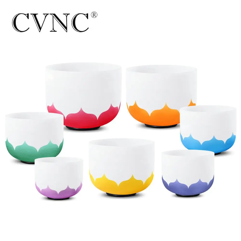 CVNC Лотос Дизайн 12 &quotNote CDEFGAB любой Note чакра Матовый Кварцевый Поющий чаша лечебная