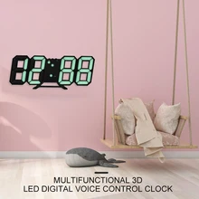 3D светодиодный цифровые часы, будильник для спальни, будильник, настенные часы, календарь, термометр, домашний декор, подарок с батареей
