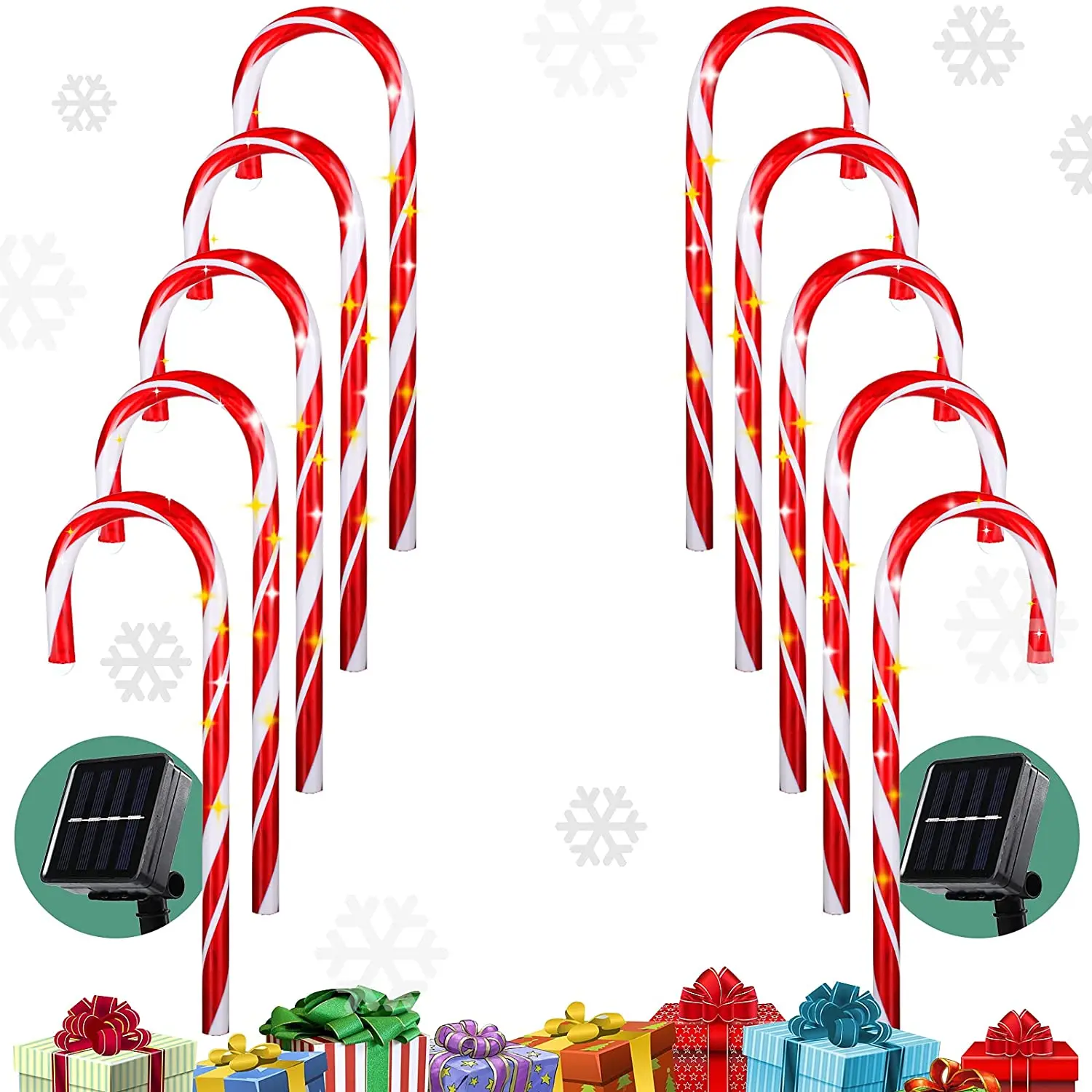 Solar Christmas Candy Cane Light Outdoor Waterproof Christmas Day Light LED Home Garden Passage Courtyard Lawn Decoration Light operitacx cane holder metal umbrella holder round umbrella stand free standing umbrella rack canes walking sticks home entryway