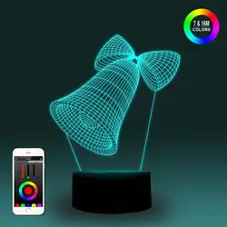 NiteApps 3D кольцо колокольчик ночник настольная лампа Иллюзия подарок на день рождения приложение/сенсорное управление