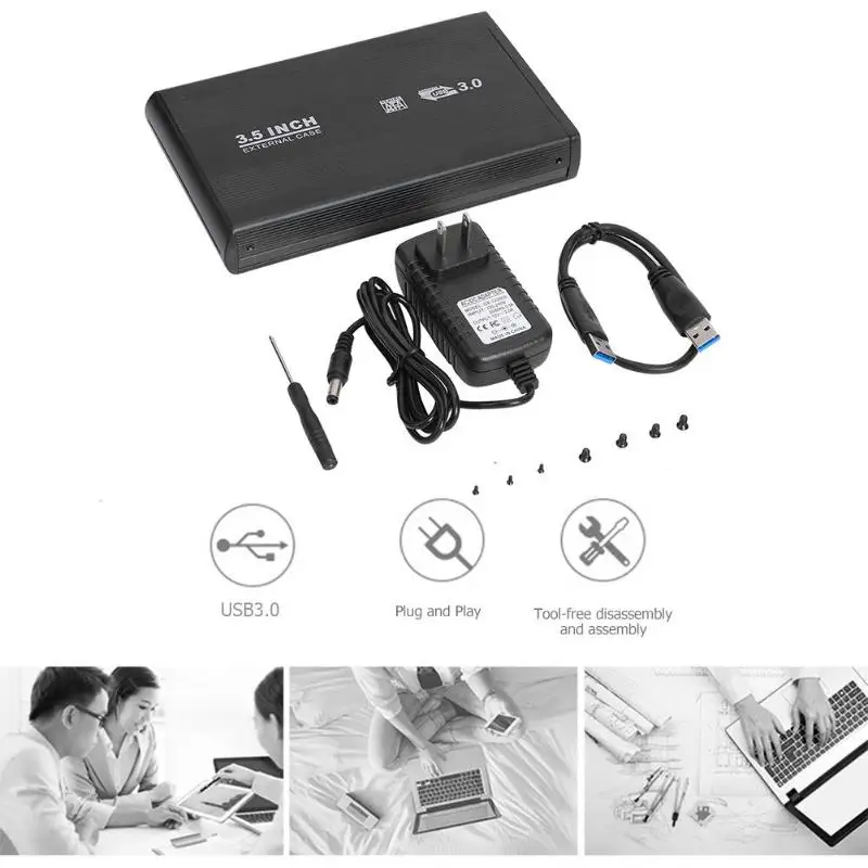 Чехол для жесткого диска SSD 3,5 дюйма, корпус для жесткого диска USB3.0 на SATA порт, портативный внешний корпус для жесткого диска для ПК, ноутбука