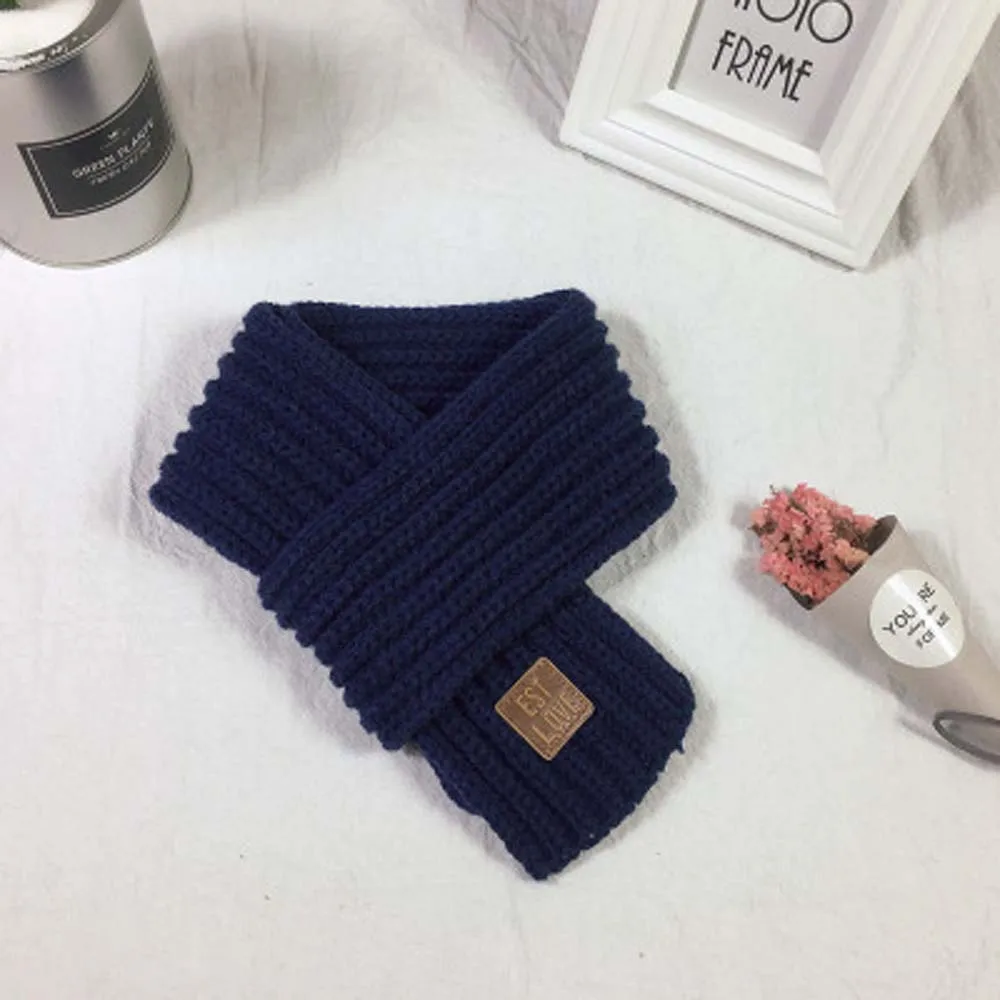 navy blue 1 предмет, модный шерстяной хлопковый шарф, красивая осенне-зимняя одежда для мальчиков и девочек, однотонный шарф, теплый мягкий вязаный шарф, шарфы - Цвет: navy blue