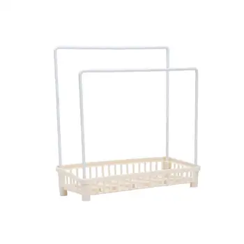 

Kitchen Drying Rack Plastic Countertop Organizer Rack Removable Dishcloth Sponge Holder Drying Rack for Soap Rag Beige 1Set