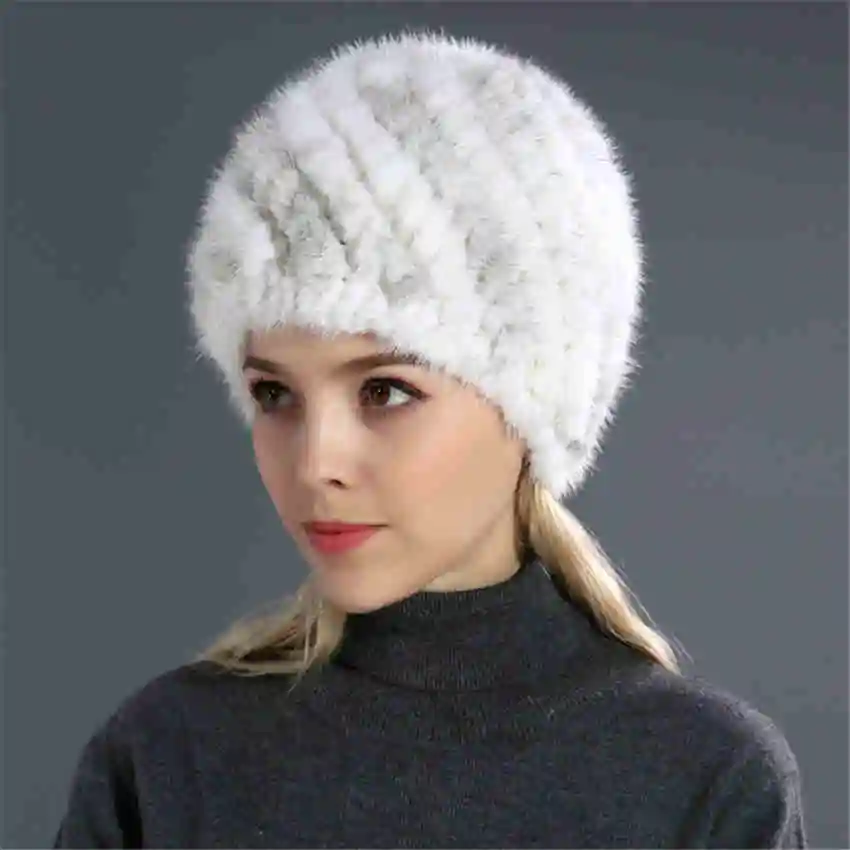 Модная новая популярная женская зимняя меховая шапка, норковая русская меховая шапка, шапка с утиным язычком, женская теплая меховая шапка, вязаная меховая шапка