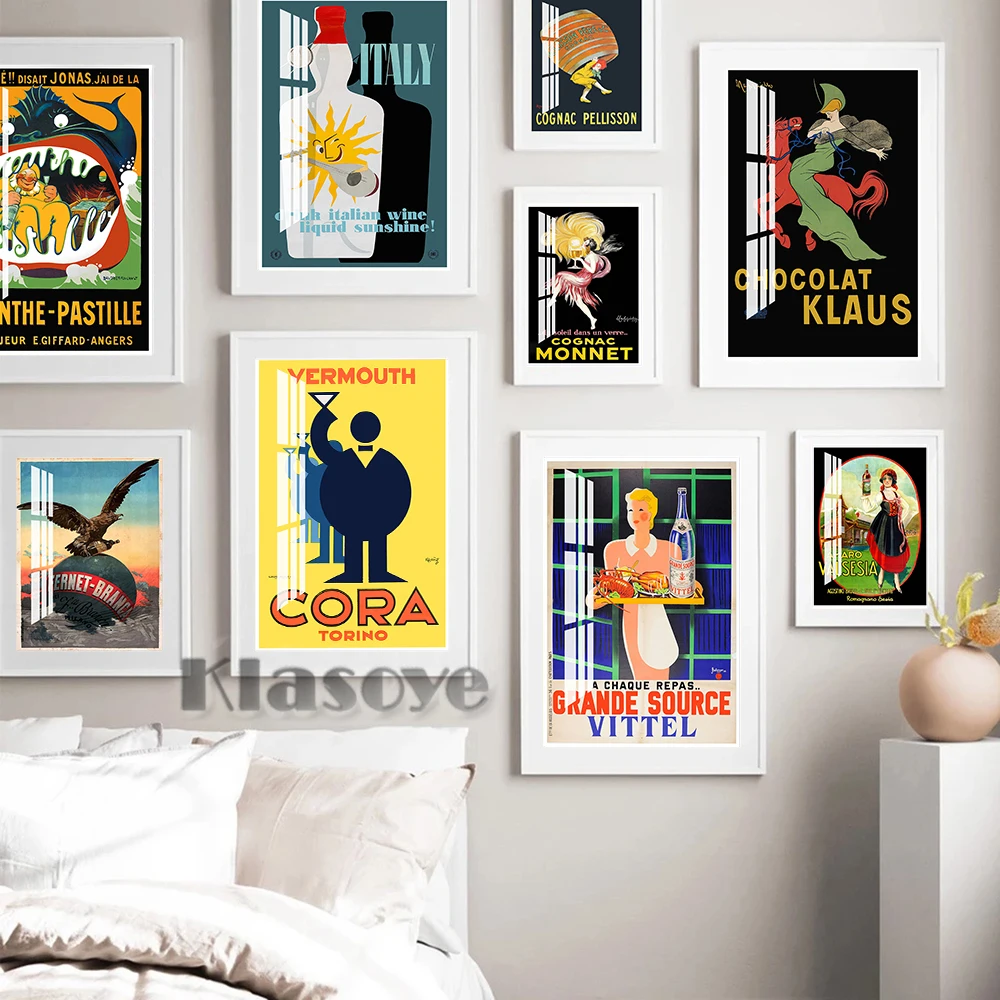 Arte Vintage Stampe Pubblicitarie Europee Poster Campari Champagne Cognac Liquore Verbocca Immagine Da Parete Bar Pub Club Home Decor