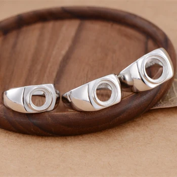 

Ring Blank (8x8mm/9x9mm/10x10mm Round Blank) Long-Lasting White Gold Plated 925 Silver Ring Base Adjustable Ring Setting R834B