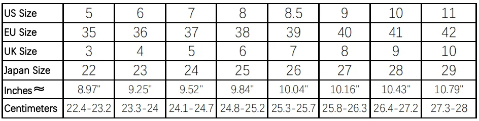 SIZE CHART NEW
