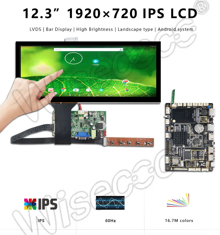 wifi Bluetooth 12.3 inch 1920*720 ips LCD screen with lvds SIM card HDMI driver board for automotive display HSD123KPW1-A30
