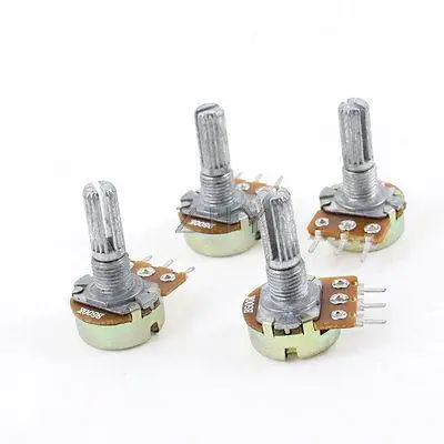 

4 Pcs 6mm Shaft Dia B500K 500K Ohm Type B Single Linear Potentiometers