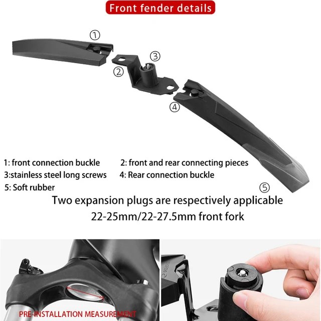 ROCKBROS Bike Mudguard Soft Rubber Widening Adjustable Rear Front Tail Bike Fender Bike Part MTB Mudguard Bike Accessories 3