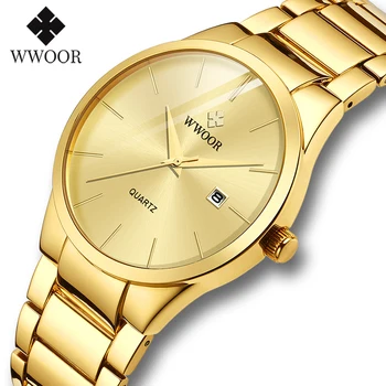 

WWOOR Minimalist Man Watch 2020 Luxury Full Steel Waterproof Gold Sport Watches Mens Classic Business Date Quartz Wristwatch Men