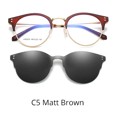C5 Matt Brown Tony Stark ультра-светильник Ultem магнитные солнцезащитные очки поляризованные очки клип Оттенки для женщин Polaroid линзы очки Z960 - Цвет линз: C5 Matt Brown
