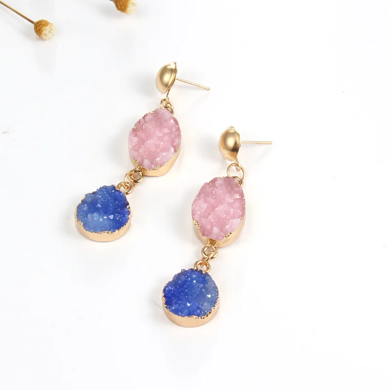 Bijoux Fancy Druzy серьги из смолы свадебные розовые капли для женщин ювелирные изделия