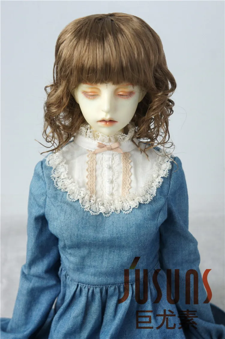 JD260 1/4 1/3 красивый синтетический мохер BJD парики Размер 7-8 дюймов и 8-9 дюймов кукольные волосы леди слегка волнистые волосы bjd - Цвет: 8-9 inchBrown SM916