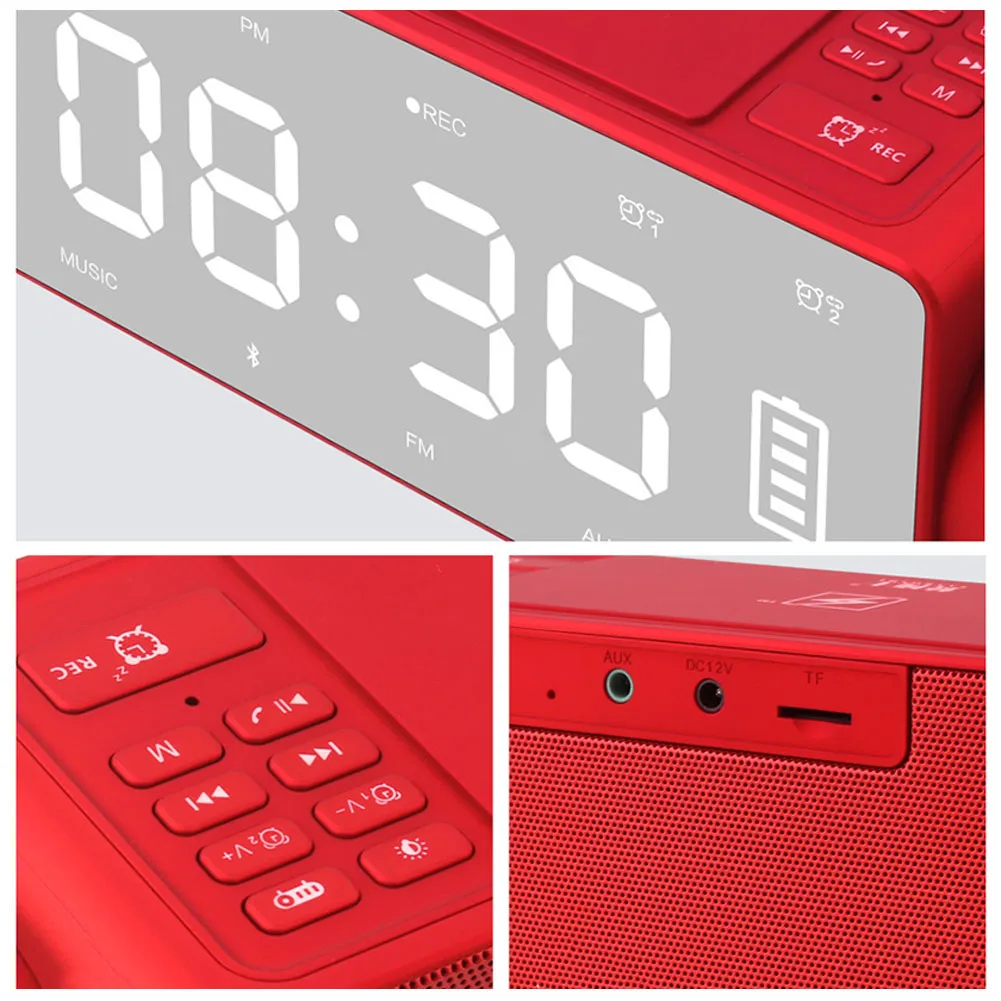 TF карта поддержка многофункциональный динамик с bluetooth светодиодный дисплей FM радио будильник проекция один клик Повтор беспроводной зарядки
