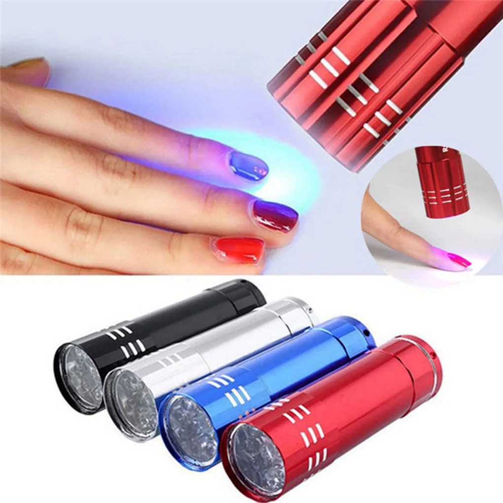 

Nail Dryer Mini 9 LED Lights Flashlight UV Lamp Portable Nail Gel Mask Fast Drying Manicure Tool