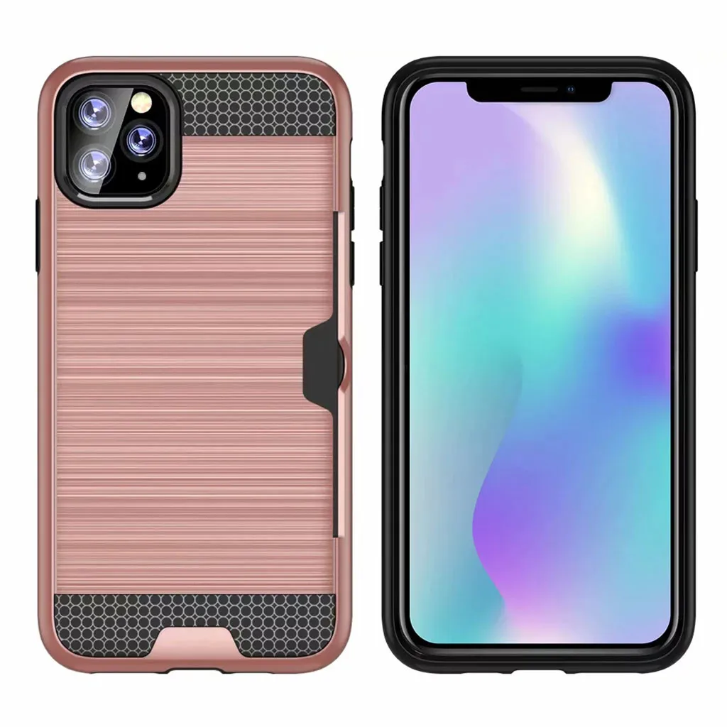 Розовый Mosunx Защитный матовый чехол с держателем карты для iphone 11 Pro MAx 6,5 дюймов для iphone 11 Pro 5,8 Pro iphone 11 6,1 - Цвет: Розовый
