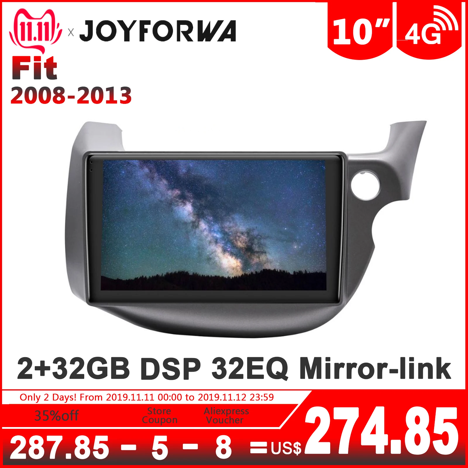 Perfect DSP SPDIF 10.1" Android 8.1 Multimedia Radio for Honda Fit 2008-2013 Right Drive GPS Mirror Link Subwoofer WiFi 4G SIM DVR DAB 0