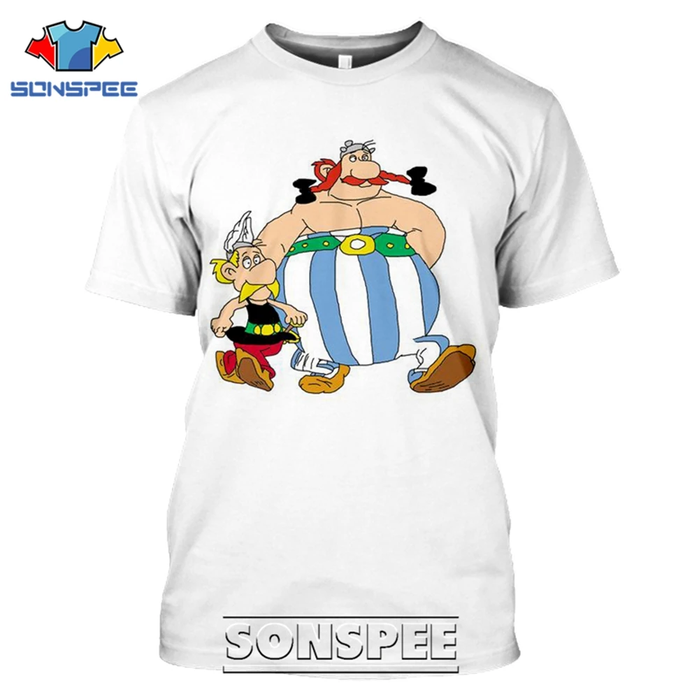 SONSPEE 3D Print Asterix And Obelix T-shirts Men Women Casual Hip Hop Short Sleeve Streetwear Vintage Cartoon Tees Tops Shirt (5)