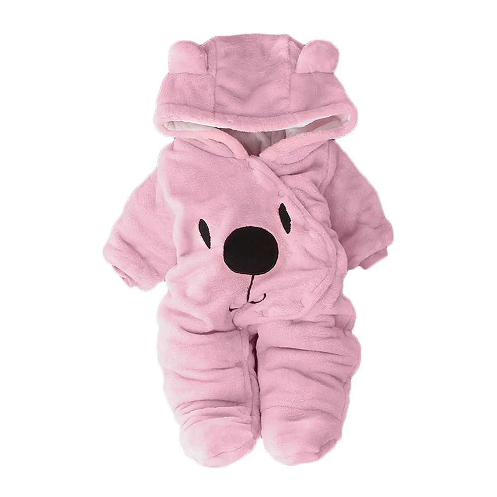 Baby Winter Romper Warm Plush Jumpsuit Baby Girl Boys Bear Velvet Costume Hooded Jumpsuit Newborn Bear Pajamas Overalls baby jumpsuit baby sleepwear