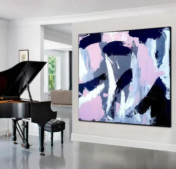 

Modern Abstract Art Painting on Canvas Large Wall Art Decor Pink Painting Purple Painting Oil Paintings Hostel Decor Separate
