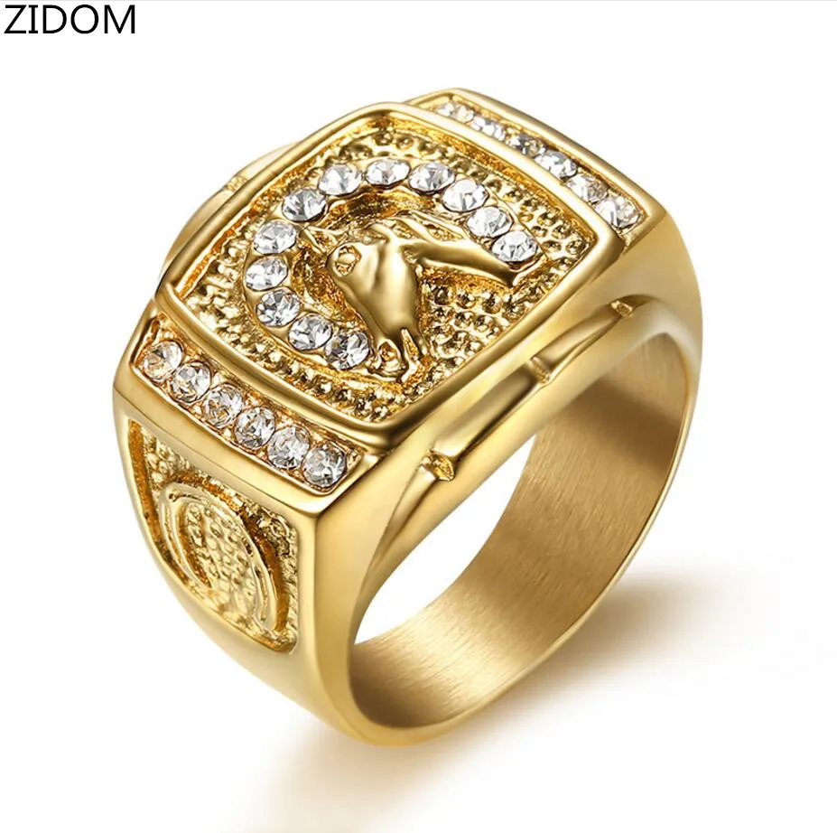 Лидер продаж 2018 мужские кольца в стиле хип хоп со сверкающими блестящими