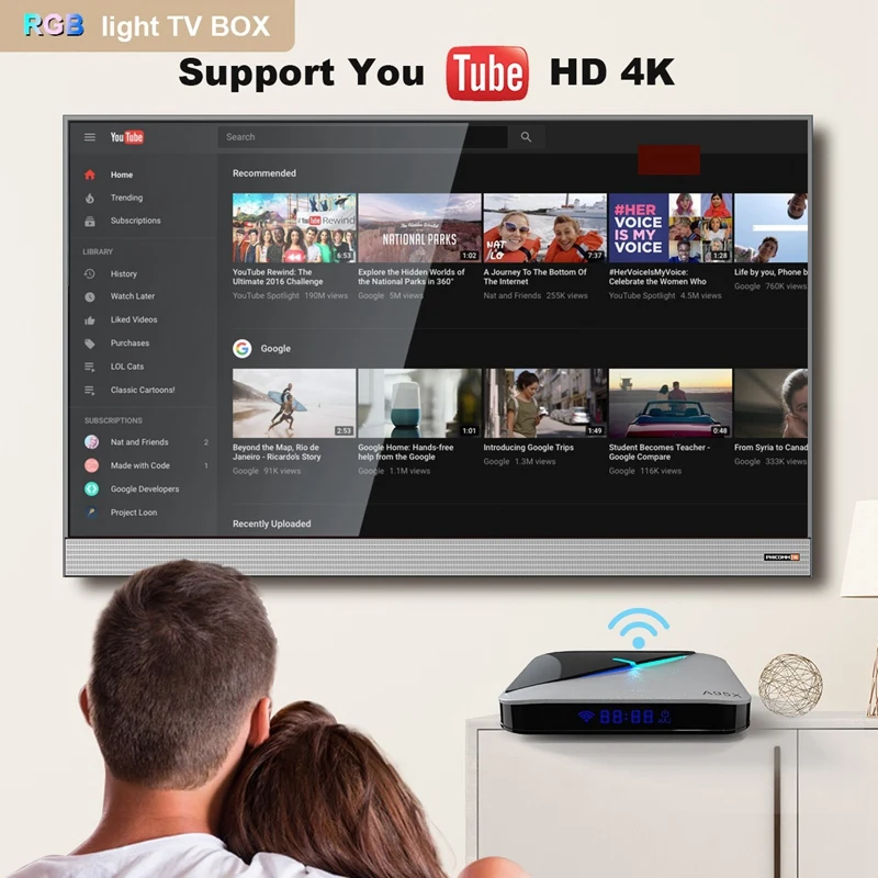 Цветная (RGB) светильник ТВ коробка Android 9 0 A95X F3 2 Гб оперативной памяти 16 встроенной