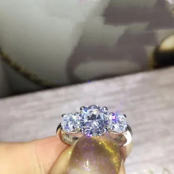 

TR011 925 sterling silver 1.5 Carat nscd Simulated Gem Engagement Wedding Ring