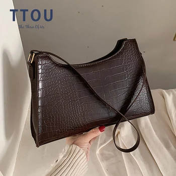 

New Crocodile Bag For Women Fashion PU Leather Handbags Vintage Luxury Designer Tote Bags Brand Small Clutches Shoulder Bag