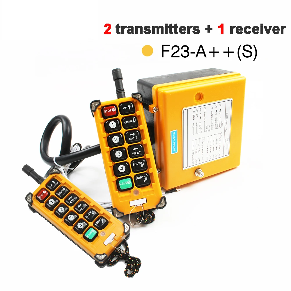 12 В 24 в 36 В 220 В 380 В беспроводной кран дистанционного управления F23-A++ S промышленный пульт Дистанционного Управления Подъемный Кран кнопочный переключатель желтый