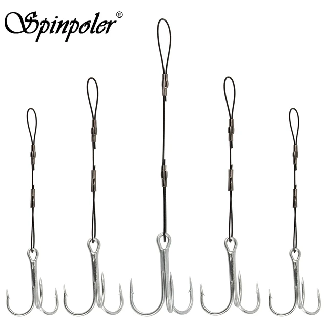 Spinpoler Leaders With Treble Rig Fishing Hook #6 #1 #1/0 #2/0 Use