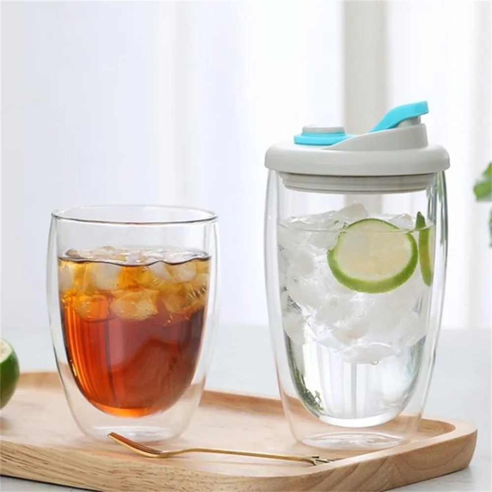 Double Wall Glass With Silicone Vacuum Sipper Lid - 450Ml