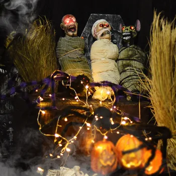 

Besegad Horror Halloween Hanging Ghost Scary Electric Hanging Light-Up Eyes Ghost Home Bar Yard Halloween Decorations Props Toy