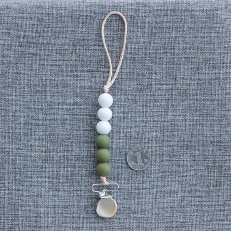 Dummy Clips Baby Boys Girls Pacifier Chain Infants Silicone Beaded Teething Toys Soothie Pacifier Holder Clips Baby Shower Gift