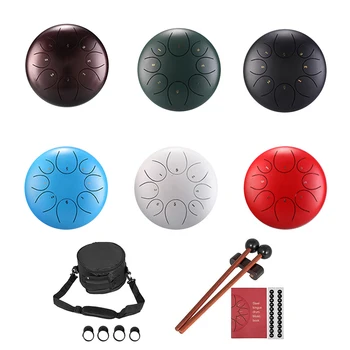 

10/12 inch Tongue Drum Mini 8-Tone Steel Tongue Drum C Key Hand Pan Drum with Drum Mallets Carry Bag Percussion Instrument