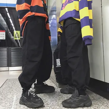 

Mens Casual Cargo Pants Hip Hop Loose Pants Plus Size Fat Trousers Male Spring Autumn Dress Solid Pants Costume Homme Workwear