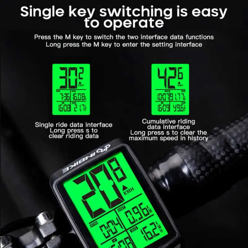 Waterproof Bicycle Computer Wireless MTB Bicycle Speedometer Stopwatch Cycling LED Digital Rate Counter Bike Accessories INBIKE