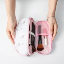 Портативная косметичка с фламинго, двойной слой, дорожный мешочек для косметики, сумки, круговая женская косметичка, органайзер для кистей